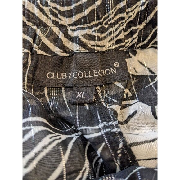 Club Z Collection Wide Leg Pull On Beach Pant Sheer Cover Up Size XL Black White - Picture 5 of 6